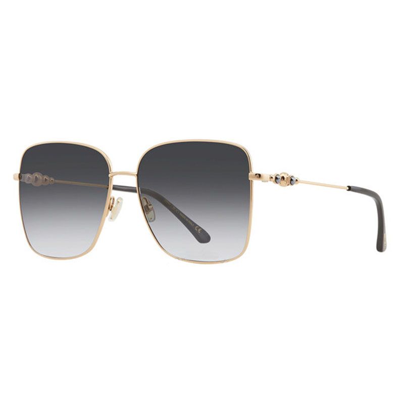 Jimmy Choo Sunglasses Rectangle Full Rim, Black Gold Frame And Grey Gradient